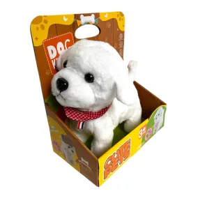 Kutya, plüss, el., jön-megy ugat, póráz, 23x25 cm dob.