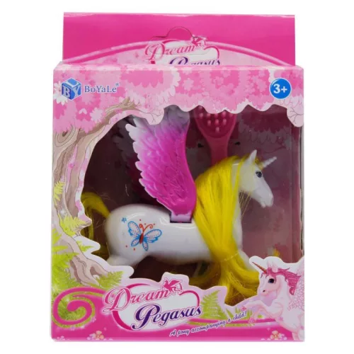 Ló, unikornis, fésülős, 11 cm, 3 szín, 12x16 cm dob. 12/displ.