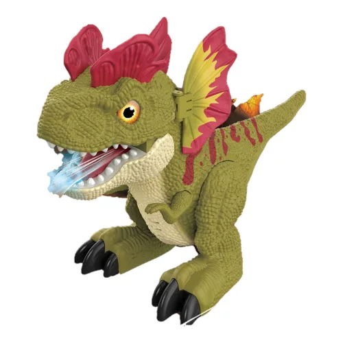 Dínó figura hang- és fényhatásokkal, vízgőz funkcióval 29x23 cm.