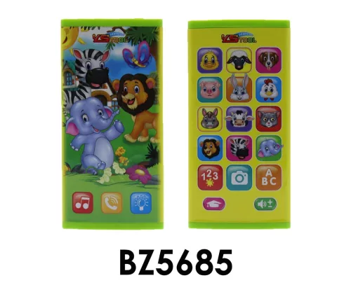 Kétoldalas, érintős, hang- és fényhatású babamobiltelefon.