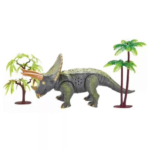 Dino plüss, hang- és fényhatásokkal, 31x26 cm méretben.