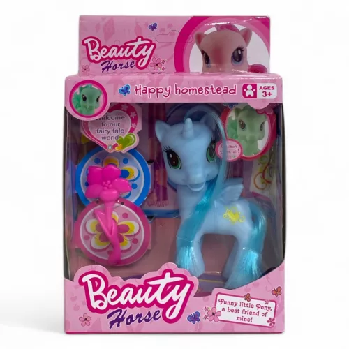 Póni, unikornis, + fésű, kieg., 4 szín, 14x15 cm dob.