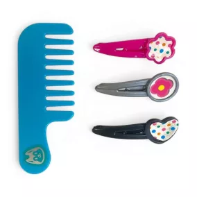 Puha plüss kutya készlet ápoló eszközökkel, 22x28 cm.