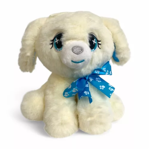 Puha plüss kutya készlet ápoló eszközökkel, 22x28 cm.