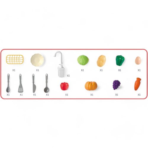 Mosogató készlet vízpermetezővel és gyümölcsökkel, dínó dizájn.