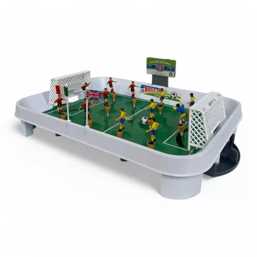 Rugós foci játékszett, kemény műanyag, 36x27 cm méretben.