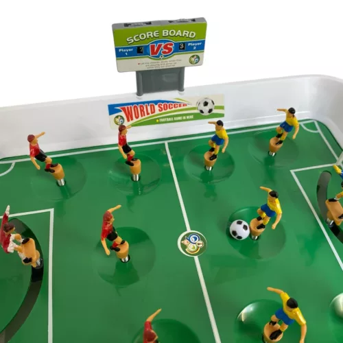 Rugós foci játékszett, kemény műanyag, 36x27 cm méretben.