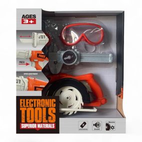   Szerszámgép klt., stihlfűrész, + szemüveg, 28x32 cm dob.