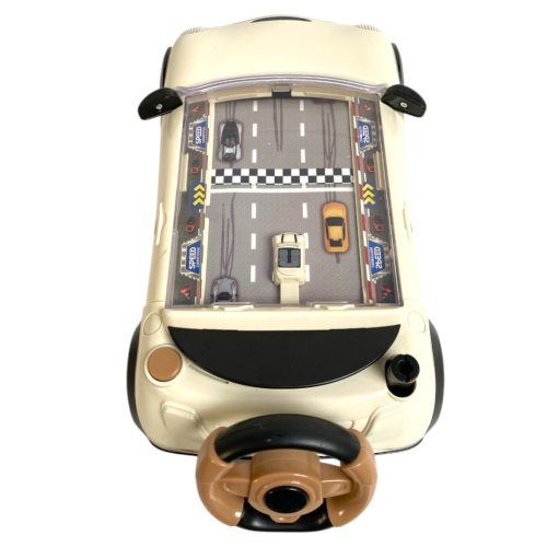 Szimulátor, el., autó forma,  autóversenyző, autópálya, 33x19 cm dob.