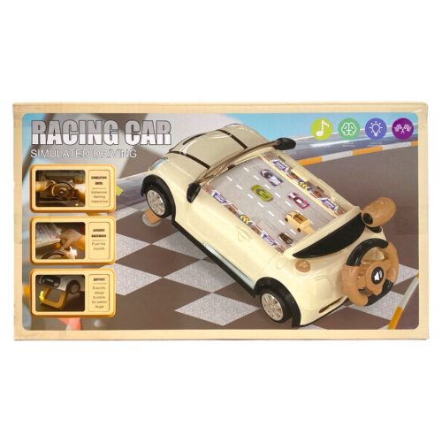 Szimulátor, el., autó forma,  autóversenyző, autópálya, 33x19 cm dob.