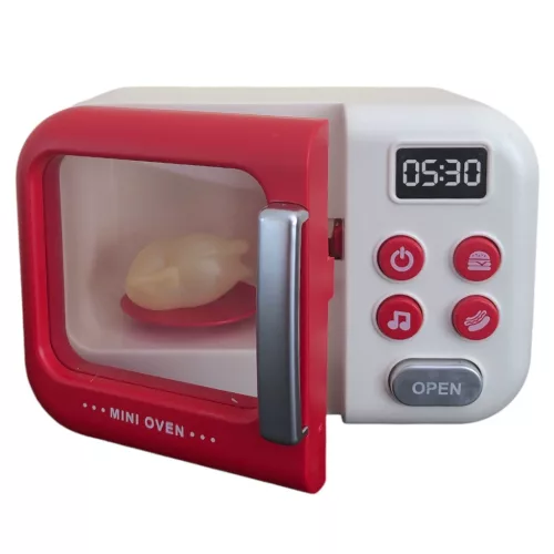 Játék konyhai mikrosütő hang- és fényhatásokkal, 22x14 cm.