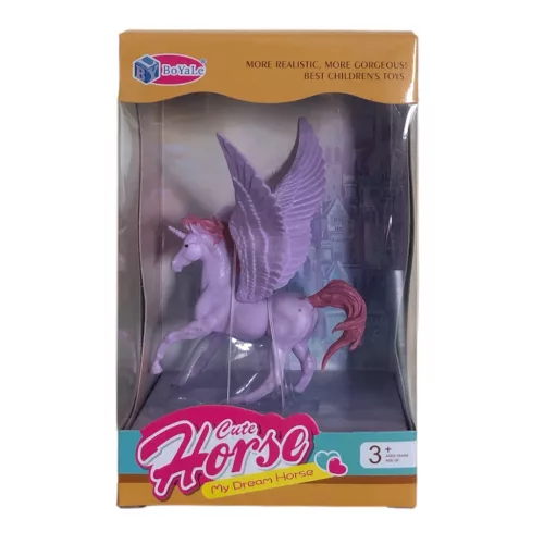 Ló, Unikornis, szárnyas, 4 szín, 15x25 cm dob.