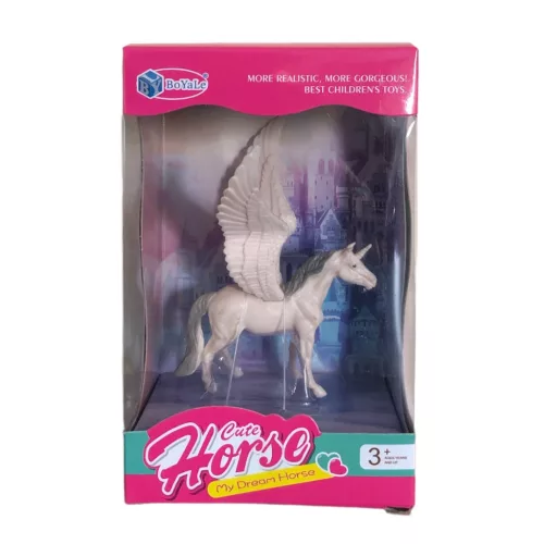 Ló, Unikornis, szárnyas, 4 szín, 15x25 cm dob.