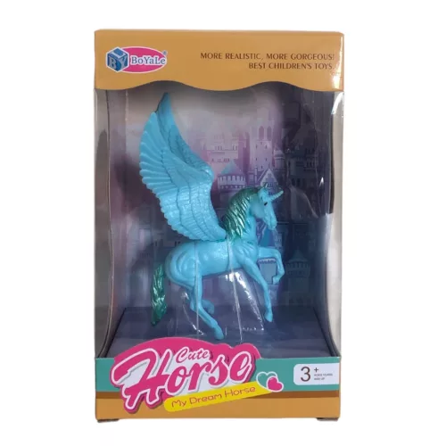 Ló, Unikornis, szárnyas, 4 szín, 15x25 cm dob.