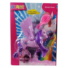   Ló, Unikornis, szárnyas, fésülős, 3 szín, 15x20 cm lapon