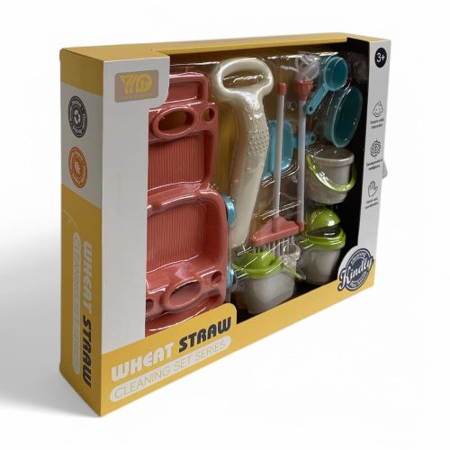 Takarító készlet: vödör, felmosó mop, 37x30 cm kiegészítőkkel.