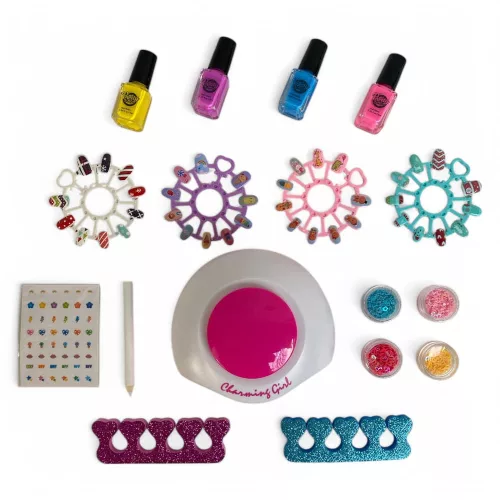 Köröm dekor készlet: lakk, szárító, előkészítő termékek.