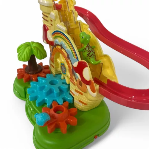 Fogaskerekes építőjáték dínóval, világító, 27 darabos készlet.