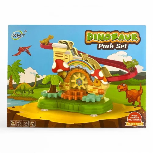 Fogaskerekes építőjáték dínóval, világító, 27 darabos készlet.