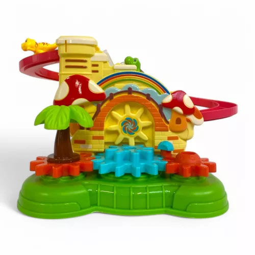 Fogaskerekes építőjáték dínóval, világító, 27 darabos készlet.