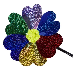 Szélforgó, csillámos, virágos, metál, 21x21+ cm zacsk.