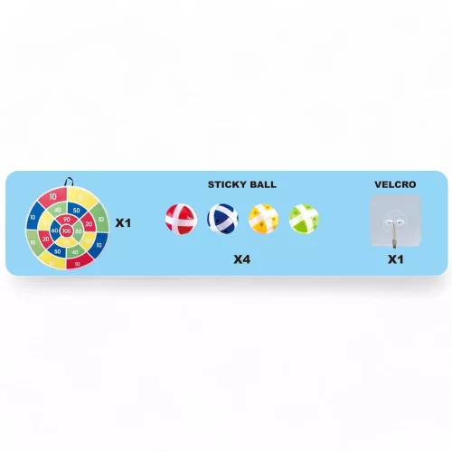 Világító célbadobó készlet 4 labdával, 25x25 cm méretben.