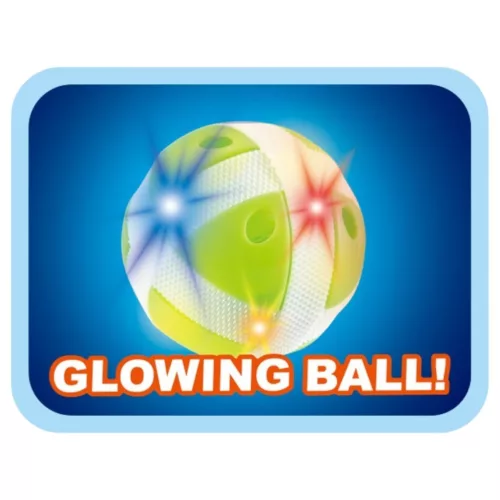 Világító célbadobó készlet 4 labdával, 25x25 cm méretben.