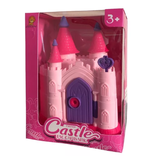 Persely, kastély forma, 2 szín, 14x18 cm dob.