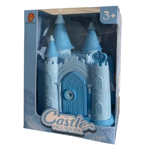 Persely, kastély forma, 2 szín, 14x18 cm dob.