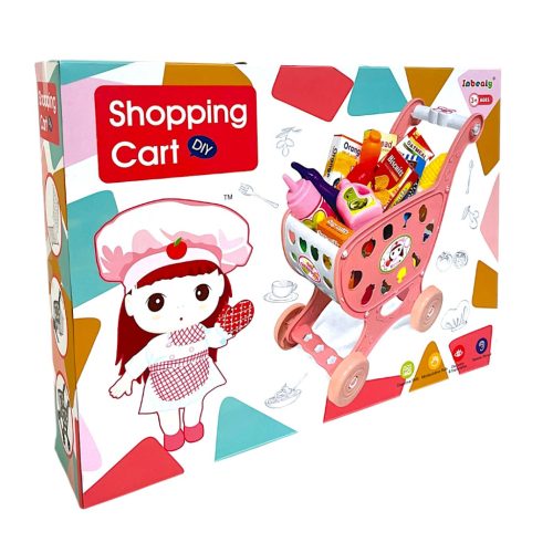 Bevásárlókocsi klt.,+ étel, 36x28 cm dob.