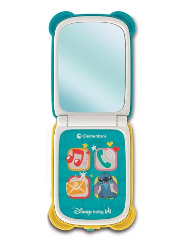 Bébi mobiltelefon, el., hang+fény, érintőképernyős, kihajtható, Disney, Lilo és Stitch, 10x22 cm dob.