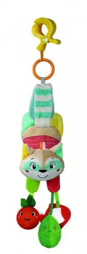 Bébi plüss csörgő-rágóka, mosómedve, csíptetős, 24 cm