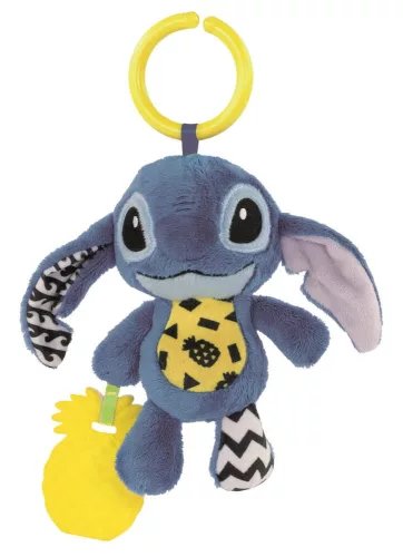 Disney Stitch bébi csörgő-rágóka, akasztóval, 15x25 cm.