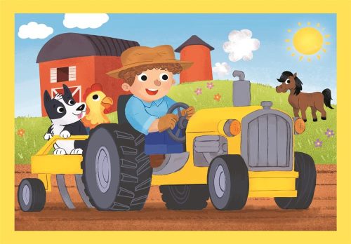 Puzzle, munkagépek, 12, 16, 20, 24 db, 4 az 1ben, 29x19 cm dob.