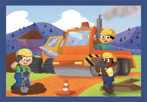 Puzzle, munkagépek, 12, 16, 20, 24 db, 4 az 1ben, 29x19 cm dob.