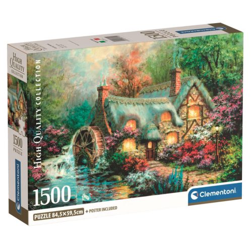 1500 db-os erdei faház puzzle poszterrel, 28x20 cm méretben.