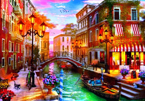 Velencei naplemente puzzle, 500 db, poszterrel, 25x18 cm.