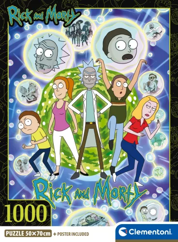 Puzzle, Ricky és Morty, 1000 db, poszterrel, 20x28 cm dob.