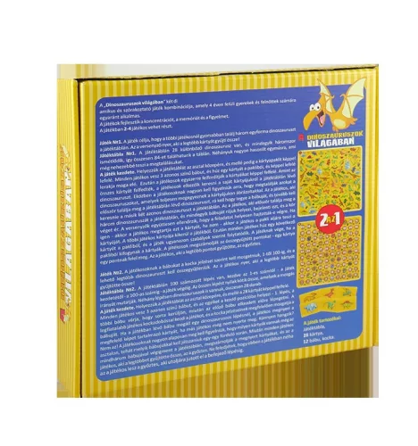 Társasjáték, A Dinoszauruszok világában, 2 játék egyben, 25x25 cm dob.