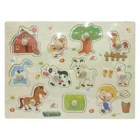 Fa ki-berakó, fafogantyús, 6 féle, 30x23 cm pvc csom