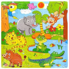   Vadállatos fa puzzle, 30x30 cm, fejlesztő játék gyerekeknek.