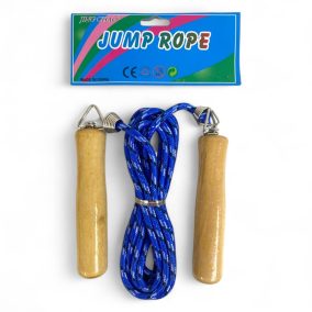   Ugrálókötél, fa, forgós fogantyú, 4 szín, 13*17+ cm zacsk.