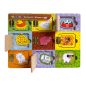   Fa állatok megismerése, oktató, zsanéros ablakok, mágneses mit eszik párosító, 30x21 cm pvc csom