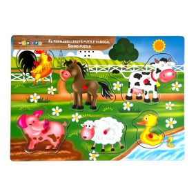   Fa ki-berakó, fogantyús, elemes, 6 farm állat saját hanggal, 30x21 cm pvc csom (2xAAA)