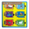 Fa állat számolás és fejlődés oktató, zsanéros ablakok, mágneses párosító 6 ablakos, 23x23 cm pvc csom