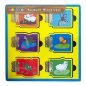   Fa állat számolás és fejlődés oktató, zsanéros ablakok, mágneses párosító 6 ablakos, 23x23 cm pvc csom
