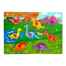 Fa ki-berakó, fogantyús, dínók, 8 db, 30x21 cm pvc csom