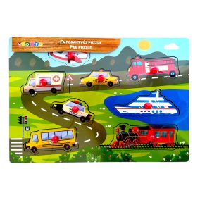   Fa ki-berakó, fogantyús, járművek, 8 db, 30x21 cm pvc csom
