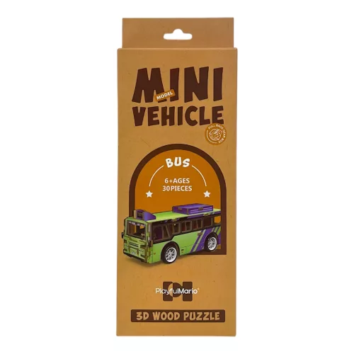 Fa puzzle, tűzoltó autó/busz, 3D-s, mini, 10x24+ cm dob.