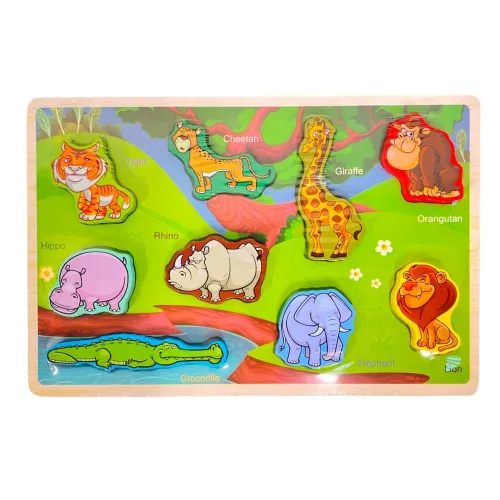 Fa ki-berakó, 3D-s képek, vadállatok, háziállatok, zöldségek, 3 féle, oktató, 22x15 cm pvc csom.